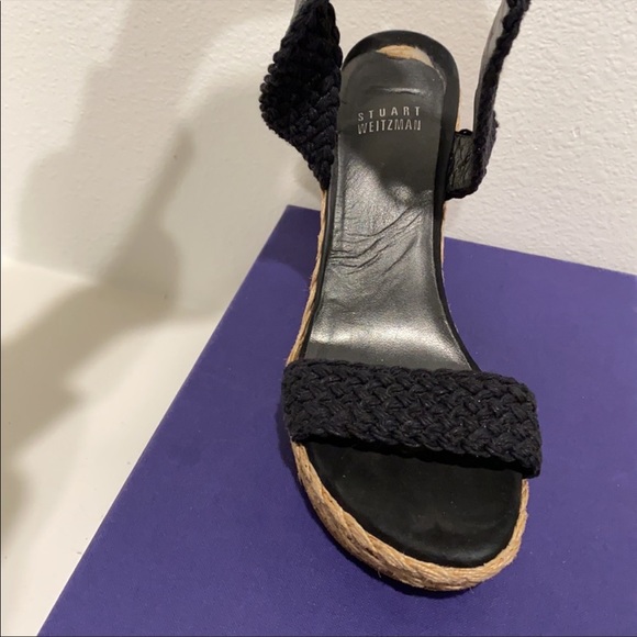 Stuart Weitzman Alex Nero Crochet Wedges - 7 - Picture 4 of 14